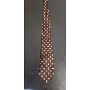Vintage Sears The Men's Store Brown Diamond Tie Red Accents 57" Long